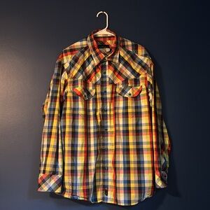 Rocawear Men’s Button Up Long Sleeve Pattern Shirt Primary Color